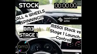 BMW M550i Stage 1 Launch Control!! Very Brutal!! (Bootmod3) ALL 4 WHEELS SPINNING!!! (Stock vs S1)