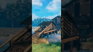 I Built A Two Toned Large Wood Bridge #valheimbuilding #valheimbasebuilding #gaming #valheimgameplay