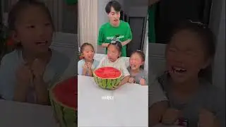 Cute Kids Watermelon Challenge 🍉 | Funny Family #Shorts 😂