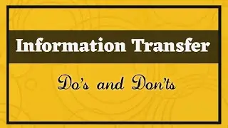 Information Transfer | Do's and Don'ts | Verbal to Non-Verbal #learnwithsunil