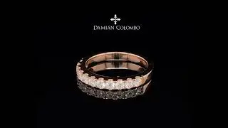 Anillo medio sin fin en oro rosa con diamantes talla brillante.