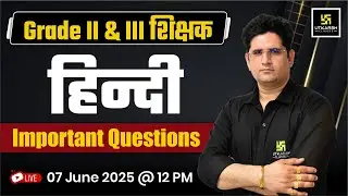 Grade II & III  शिक्षक Hindi Important Questions | Hindi By Manav Sir
