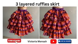 DIY:How to sew three 3 layered skirt with elastic band #3tier #gathered #trendyskirt #papaoutai