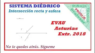 Diédrico  EVAU ASTURIAS 2018  10.- INTERSECCIÓN DE RECTA CON ESFERA Dibujo técnico