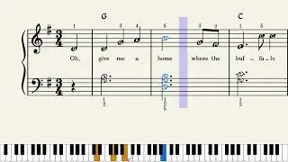 Home On The Range - Easy Piano Sheet Music with Letters