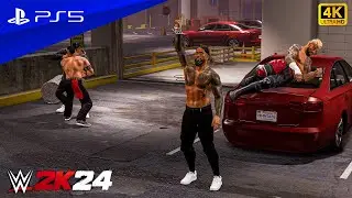 Джей и Джимми атакуют Таму Тонгу и Соло за кулисами | Геймплей WWE 2K24 | PS5&trade; [4K60]