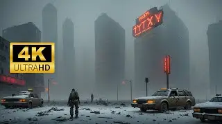 4K Cyberpunk Apocalypse City 🌫️ Silent Dark Ambient for Night Drive