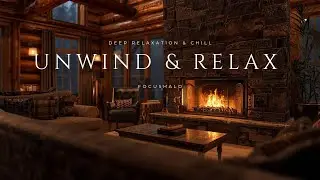 Unwind & relax | Warm Cozy Cabin Ambience | Soft Chill Music for Stress Relief, focus & sleep