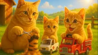 Mama Cat Trims Fur on the Farm and Makes Tiger Paw Toy - KITTENS' First Nail Grooming Lesson (ASMR)