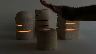 Luna Travertine Night Light | Tap to Turn On & Change Colors