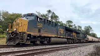 CSX ET44AH 3430 Leads Loaded Grain G940-15 at Crawford, FL