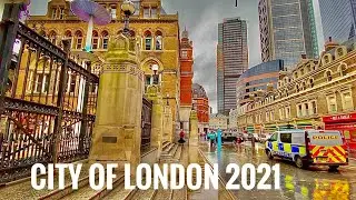 First Full National Lockdown of 2021 - Walking City of London, on a Rainy Wet Day, 4k Walk