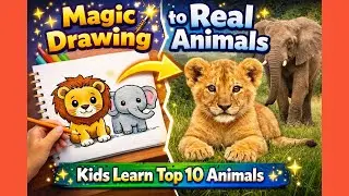 Magic Drawing to Real Animals ✨ | Kids Learn Top 10 Animals #aniamls #kidslearning #kids #preschool
