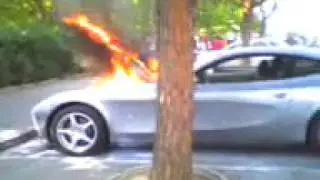 Ferrari F612 burning