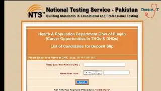 How to get Challan & Roll number slip on NTS for DHQ/THQ Jobs | Doctor Z