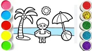Seaside Drawing painting & Coloring For kids & Toddlers how to draw for kids 