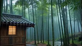 Heavy Rain on Bamboo House ASMR for Sleep | Natural Rain Sounds