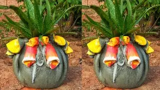CEMENT CRAFT IDEAS- Cement pot using a Foam Mattress Slice and Wood Glue