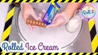 Oreo Mint Rolled Ice Cream | Made with Oreo Mint Cookies and Cream Bar | Asmr Scratching