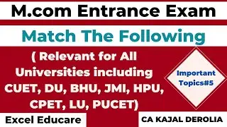 M.com Entrance Exam | Important Topics | Match The Following | Series 5 | CUET | BHU | DUET |