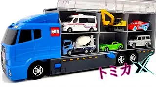 トミカ☆ランボルギーニ・トラック・バスなどを開封！コンボイに収納！ Unboxing Tomica Lamborghini, Bus & Truck Convoy!