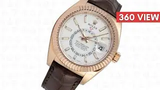 Rolex Sky-Dweller 18ct Everose Gold White Dial Leather Strap 326135 Watch - Time4Diamonds