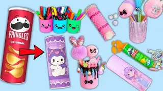 DIY Pringles Crafts &ndash; Desk Organizer, Pencil Case, Secret Place, Pencil Holder, Cotton Stand & More!