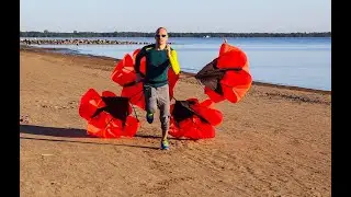 Тренировка 2020 Beach Workout  Warm-up, Stretching, Abs-exercises & Run with Parachut