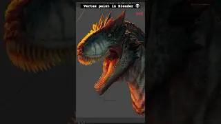 Vertex painting the Dinosaur in Blender  #shorts #blender #painting #trex #dinosaur