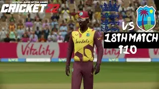 West Indie vs England T10 Cup 18th Match 2022 - Cricket 22 Gameplay 1080P 60FPS