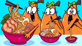 Crazy Noodle Eating! 🍜 Big, Medium & Small Plate Battle | Pear Couple Fun