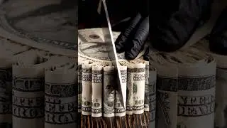 Cutting Cake Made up of dollar 💵 with sharp stainless knife #Asmr #Trending #Viralshort #USA