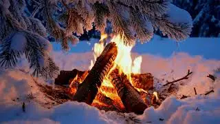 Snowy Cabin Warmth 4K | Soft Fireplace 10 Hours Crackles & Falling Snow for Restful Sleep