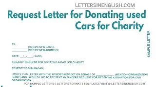 Request Letter For Donating Used Cars For Charity - Letter for Donating the Cars for Charity Purpose