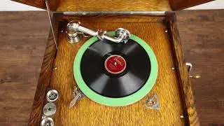 Sonora Oak Antique Phonograph Wind Up Record Player with Albums