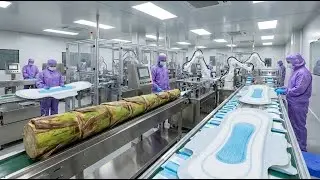 Inside the Largest Modern Banana Trunk Factory & Feminine Sanitary Napkin Production Process