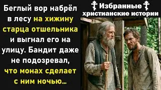 Беглый вор набрел в лесу на хижину старца отшельника и выгнал его на улицу. Но утром сильно пожалел