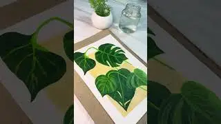 Easy monstera plants leave painting with acrylic | boho leaves art | easy acrylic painting