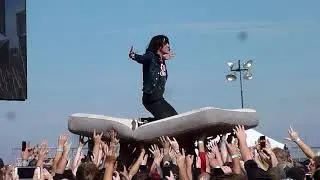 Sleeping With Sirens crowd surfs on matress Sonic Boom 2017