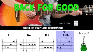 BACK FOR GOOD - Take That - Guitar play along on acoustic guitar (with chords & lyrics)