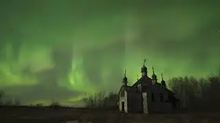 Aurora Light Show over the Holy Ascension Ukrainian Orthodox Church