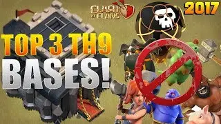 TOP 3 TH9 WAR BASES 2017! BEST TOWN HALL 9 ANTI 3 STAR DEFENSE [TH9 2017] !! - CLASH OF CLANS(COC)