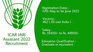 ICAR IARI Assistant Recruitment 2022