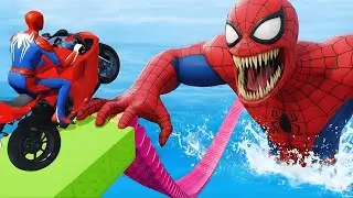GTA V Superheroes Crazy Race Challenge with Super Cars & Motorbike l GTA 5 Spider man Car Stunt Race