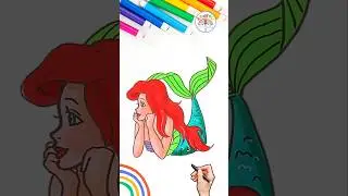 Рисуем принцессу Диснея Ариэль | Легкий рисунок милой русалочки 🌈🧜🏻&zwj;♀️ #дисней #принцесса #коротк...