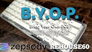 Zepsody Rehouse60 stacked acrylic case for numerous 60% PCBs. BYOP - Bring Your Own PCB.