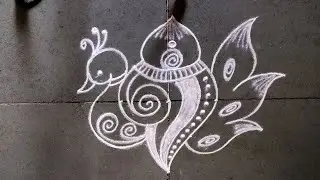Easy sangu kolam design|simple shanku muggulu|shanku rangoli|shank rangoli
