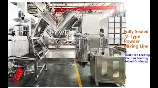 Fully Sealed V-Type Powder Mixing Line | Dust-Free Feeding, Vacuum Loading, Sealed Discharge