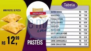 Menu Digital / Tabela de pre&ccedil;os edit&aacute;vel para Pastelaria- Midia Indoor
