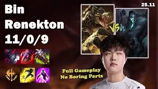 🔥 Bin Renekton Top | Korea Master Solo Queue | Patch 25.11 | League of Legends 🔥